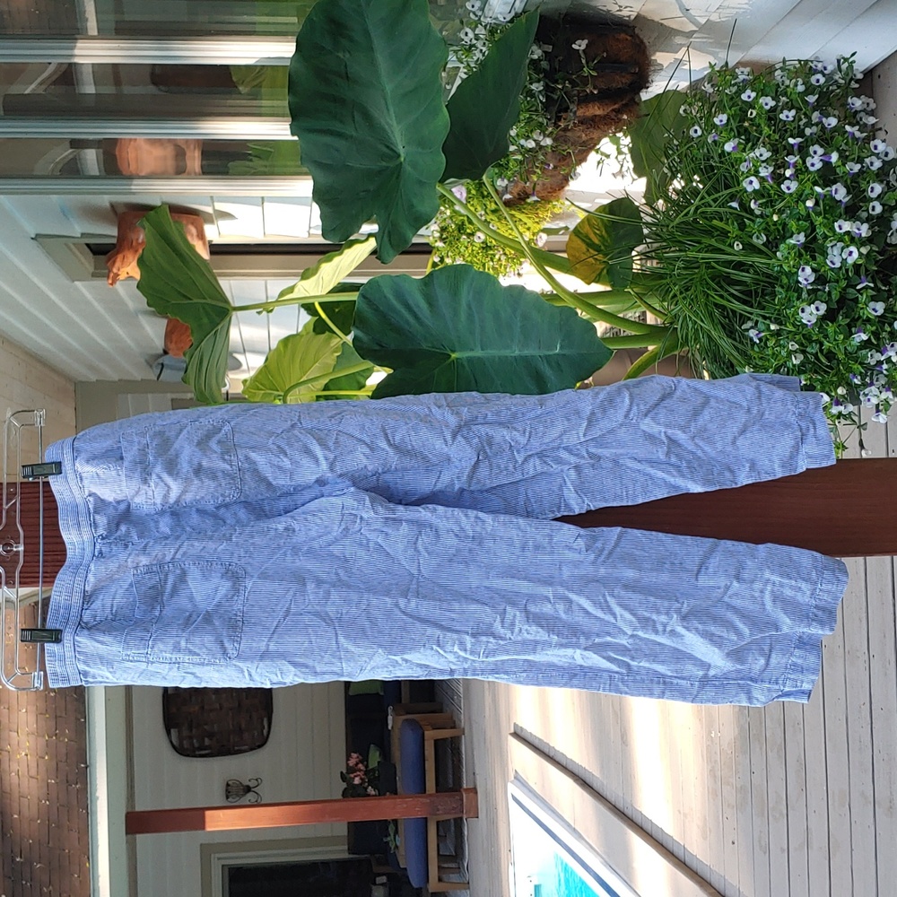 Talbots Linen Blue and White Lounge Pants with Pockets! - Picture 5 of 9